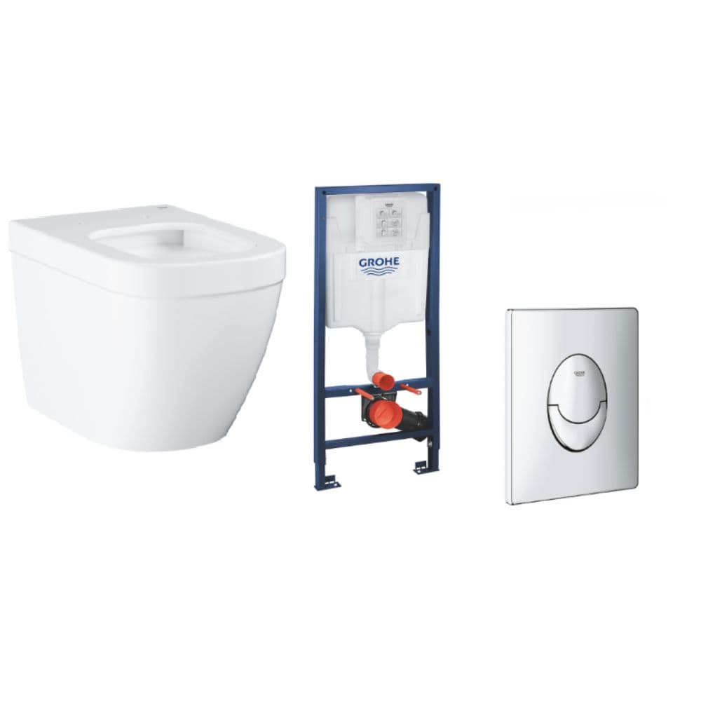סט אסלה GROHE BAU רימלס כולל מיכל הדחה לחצן ומושב - תמונה 1 מתוך 4
