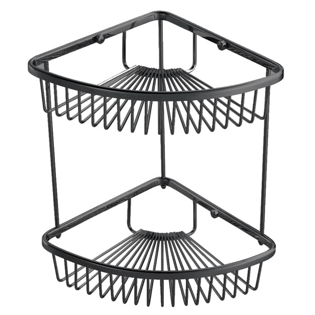 מדף רשת פינתי 2 קומות BLACK שחור – K610-BL - תמונה 1 מתוך 3