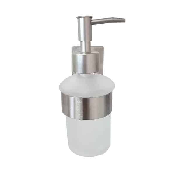 דיספנסר לסבון ידיים נירוסטה בהדבקה דגם אגאסי בצבע כסף - תמונה 1 מתוך 2
